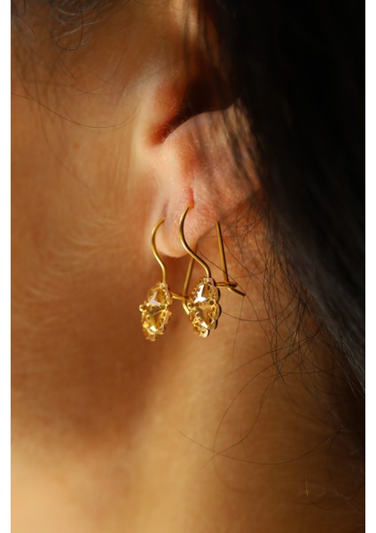 14 Ayar Altın Cimarlı Çiçek Desenli Sallantılı Küpe fırsatları