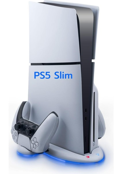 Ps5 Slim Için Wigearss Dikey Stand Soğutma Fanları 3 Seviyede Ayarlanabilir Fanlı Çok Işlevli Stand