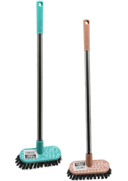 Mini Temizlik Fırçası Orta Sert Kıllar Metal SAPLI=40CM - 4.5X12.5CM