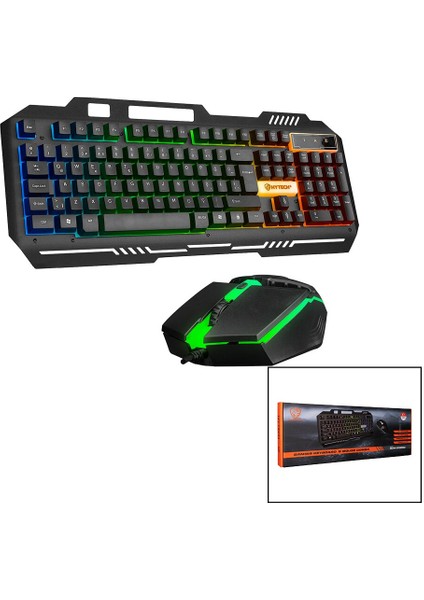 Everest HKM-X86 Quin Gökkuşağı Işıklı USB Kablolu Klavye - Mouse Set 150CM Kablo