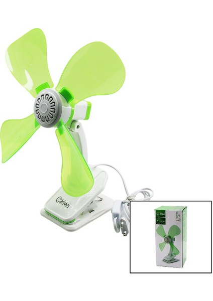 KN-7604 2in1= Mandallı - Masa Üstü Vantilatör 180° AKROBAT9W - Çap: 32CM 4-Renkli Plastik Kanat - Gövde