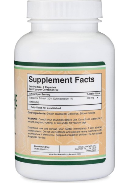 Cistanche Tubulosa Extract 500 mg Per Serving (120 Capsules).abd Menşei