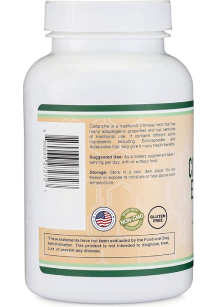 Cistanche Tubulosa Extract 500 mg Per Serving (120 Capsules).abd Menşei