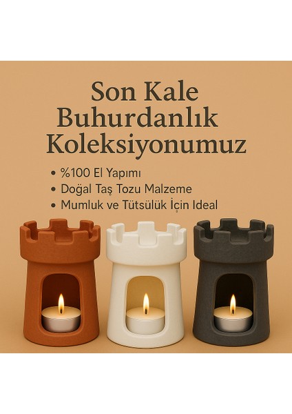 Son Kale Buhurdanlık – Gri | Doğal Taş Tozu | Mumluk & Aromaterapi Kullanımı | 250G