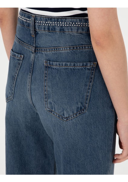 Kadın İndigo Waist Flare Fit Jean Pantolon 50301305-VR028