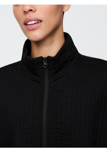 Kadın Siyah Gapfit Quilted Jacquard Ceket