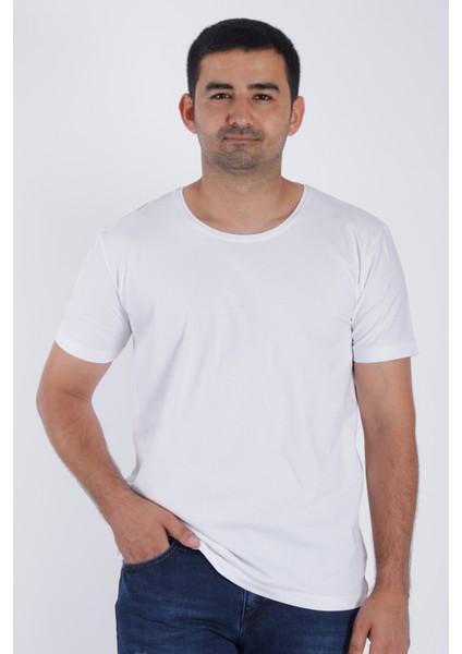 Ünisex Beyaz Oversize Bisiklet Yaka Kısa kollu T-Shirt fırsatları