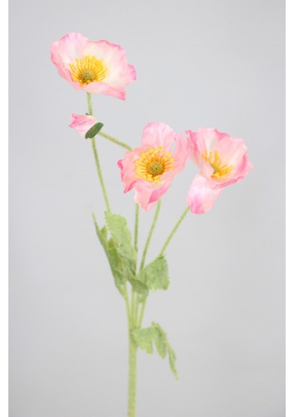 Yapay Çiçek 4lü Gelincik Dalı 60 cm Açık Pembe