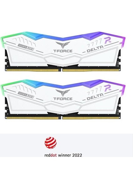 32GB (2x 16GB) Ddr5 6400MHZ CL40 Rgb Dual Kıt Pc Ram T-Force Delta Whıte FF4D532G6400HC40BDC01 Beyaz