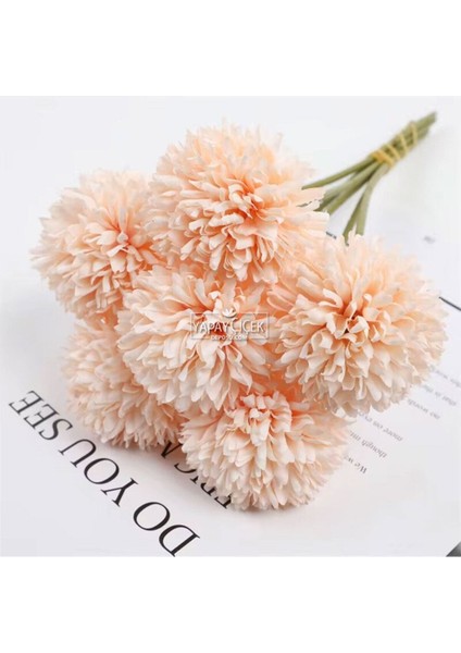 Yapay Çiçek Top Krizantem 7li Mini Kartopu Demeti 30 cm Somon modelleri