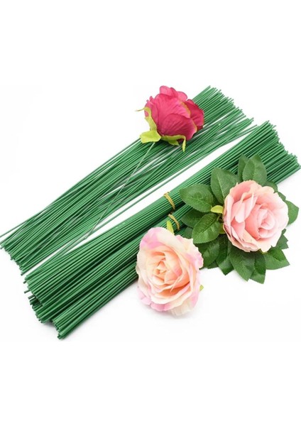Çiçek Teli 2mm 50 Adet 36 cm __ Büyük Pastacılık Yeşil Yapım Kokina Bandı Sapı Toptan Kalın Dalı