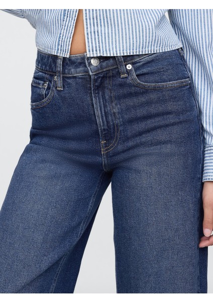 Kadın Lacivert High Rise Stride Wide-Leg Curvy Jean Pantolon fiyatları