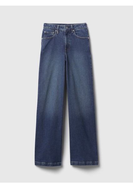 Kadın Lacivert High Rise Stride Wide-Leg Curvy Jean Pantolon fırsatları