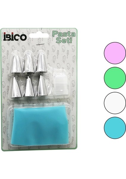 8pcs Pasta Süsleme Seti 1AD-KREMA Torbası - 6AD-METAL + 1AD-PLASTIK Uç (4172)