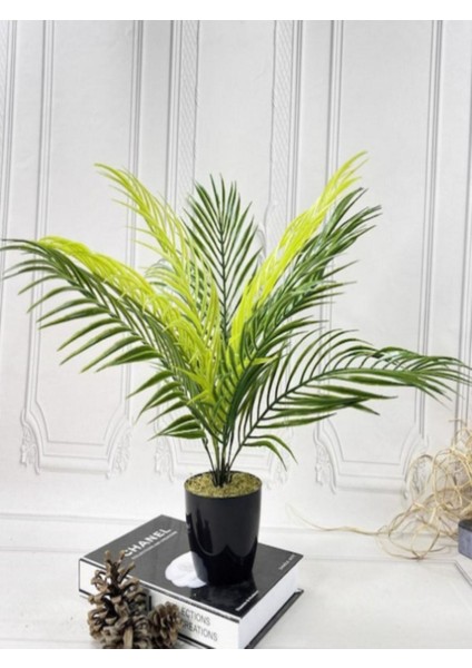 Yapay Çiçek Palmiye Areka Yapay Bitki Salon Çiçeği 9 Yaprak 50 cm Saksı Dahil Değildir