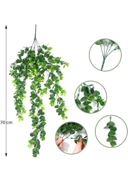 Yapay Çiçek 5dal Sarkan Okaliptus Şimşir Yapay Sarmaşık 70 cm