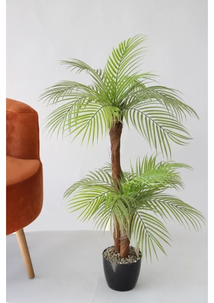 Yapay Küçük Palmiye Ağacı 2 Gövdeli 18 Yaprak 100 cm