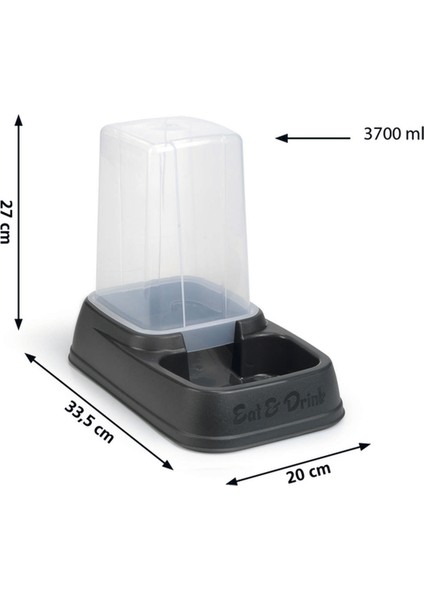 Köpek Depolu Mama Su Kabı, Plastik, 33,5x20x27cm, 3,7l fırsatları