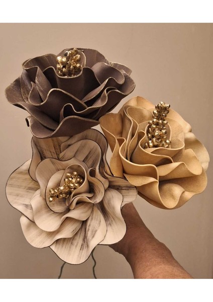 Lateks El Yapımı Vazo Çiçeği 3 Adet (Yapay Çiçek)