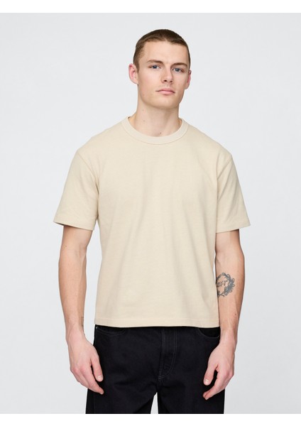 Erkek Bej Heavyweight Crop T-Shirt
