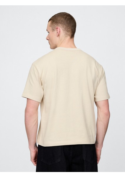 Erkek Bej Heavyweight Crop T-Shirt fırsatları