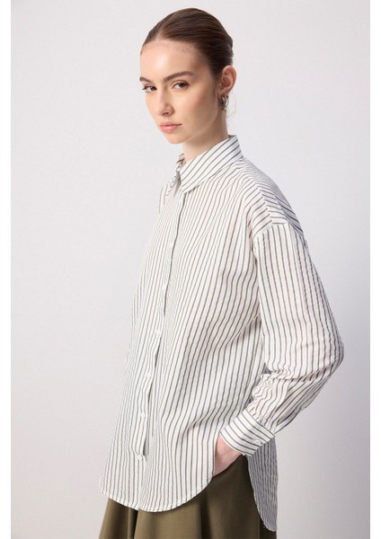 Çizgili Oversize Gömlek