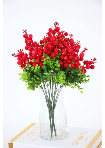 Yapay Külah Kokina Demeti Yeni Yıl Çiçeği 35 cm 5 Dallı fırsatları