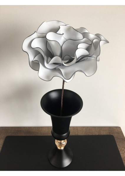 Dekoratif El Yapımı Lüks Lateks Eva Yapay Çiçek (Vazo Hariç) - Gümüş Yaldızlı Beyaz-Köpük Çiçek fiyatları