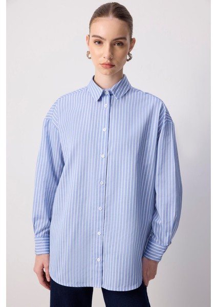 Çizgili Oversize Gömlek