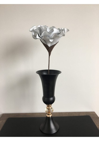 Dekoratif El Yapımı Lüks Lateks Eva Yapay Çiçek (Vazo Hariç) - Gümüş Yaldızlı Beyaz-Köpük Çiçek fırsatları