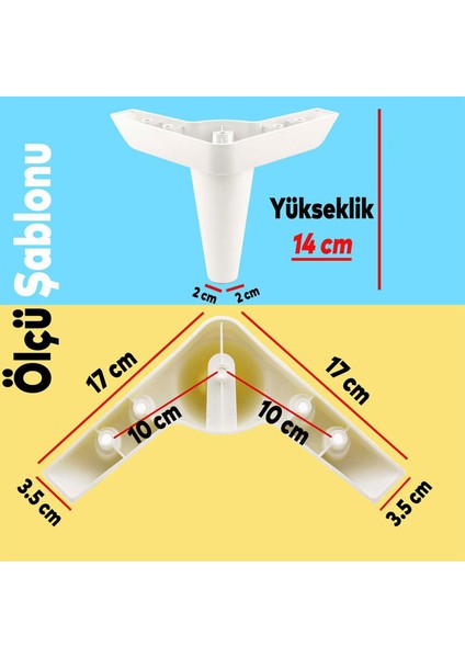 Mobilya Kanepe Sehpa Tv Ünitesi Koltuk Ayağı 14 cm Beyaz Baza Ayak 4 Adet