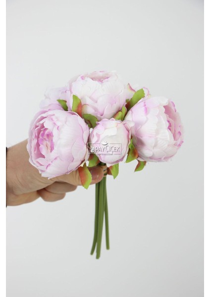 Yapay Çiçek 6lı Ipek Peony Şakayık Gül Demeti 25 cm Lila