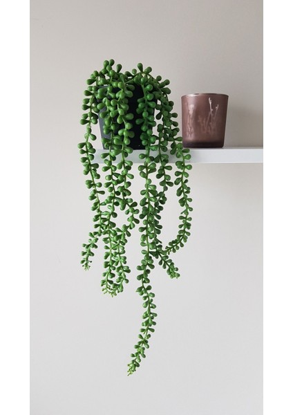 Yapay Bitki Tesbih Çiçeği Saksıda 45 cm 6 Dal