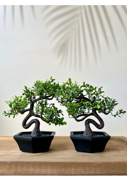 2 Adet Saksılı Mini Yapay Ağaç (13 cm )