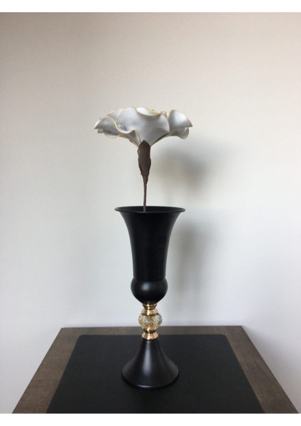 Dekoratif El Yapımı Lüks Lateks Eva Yapay Çiçek(Vazo Hariç) - Altın Yaldızlı Beyaz-Köpük Çiçek modelleri