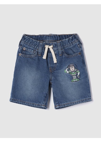 Erkek Bebek Mavi Disney Loose Pull-On Denim Şort