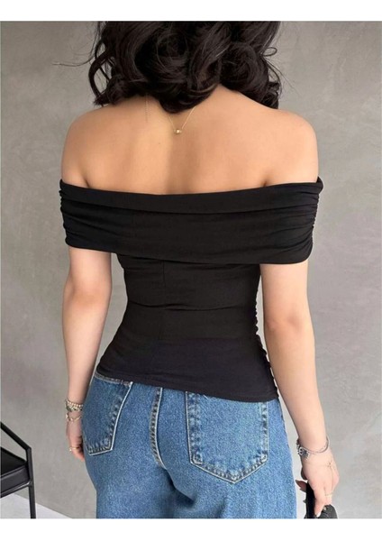 Kadın Madonna Yaka Yanları Büzgülü Bluz fiyatları