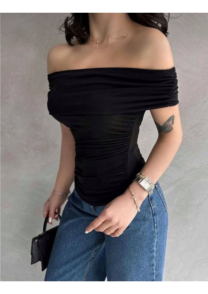 Kadın Madonna Yaka Yanları Büzgülü Bluz fırsatları