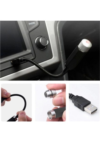 Kırmızı Ayak Altı Tavan LED Araç Içi Aydınlatma Oto Araba Iç Disko Ayarlanır USB Lamba Işık (5047)