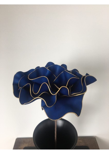 Dekoratif El Yapımı Lüks Lateks Eva Yapay Çiçek (Vazo Hariç) - Altın Yaldızlı Lacivert- Köpük Çiçek