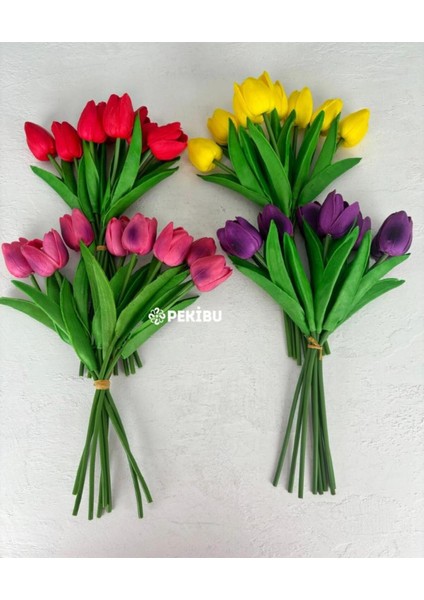 8'li Yapay Islak Lale Buketi Sarı modelleri