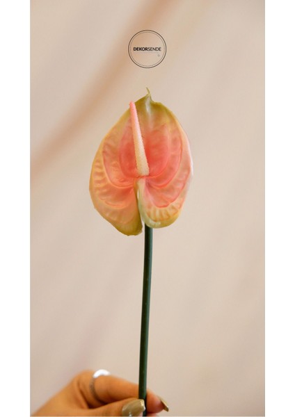 Yapay Antoryum Çiçeği Canlı Dokunuş Pembe 40 cm
