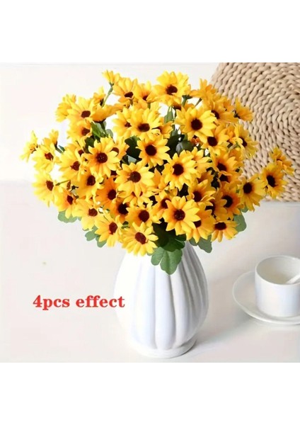 4 Demet Yapay Lüx Ayçiçeği Demeti 7li ( Saksısız ) _ Ay Çiçeği Buketi Büyük Papatya Sunflower Gelin