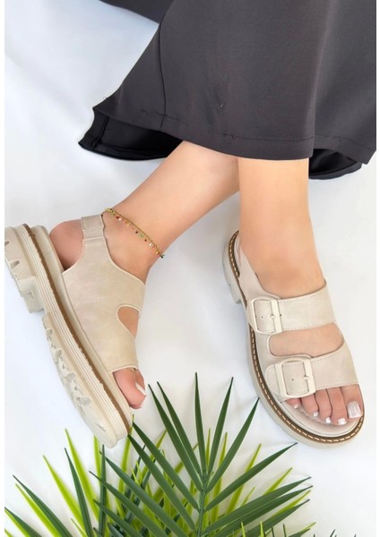 Milta Bej Nubuk Sandalet