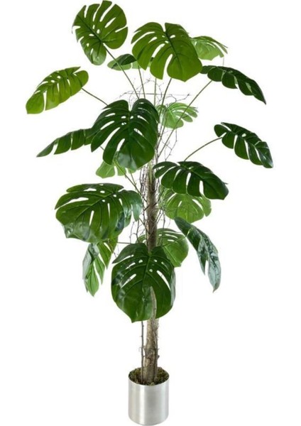 Yapay Ağaç Monstera 18 Dallı Çalılı Gövde 120 x 60 cm Gümüş Aleminyum Saksıda fırsatları