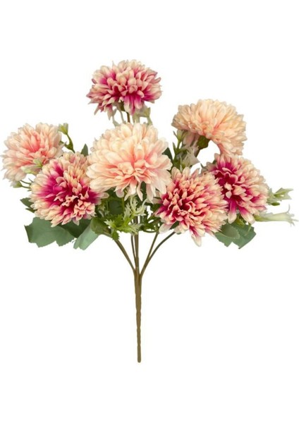 Yapay Çiçek Krizantem Kartopu Pembe Cipsolu Demet KR2119