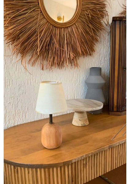 Ahşap Ayaklı Kumaş Silindir Başlı Modern Abajur Mitra modelleri