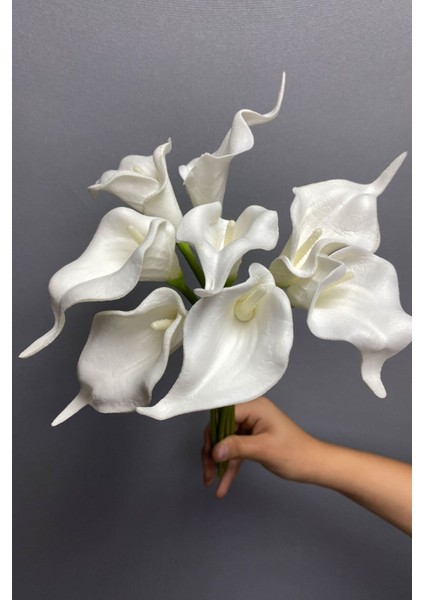 Yapay Çiçek Beyaz Islak Görünümlü Yapay Gala Çiçeği 8 Adet