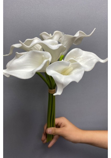 Yapay Çiçek Beyaz Islak Görünümlü Yapay Gala Çiçeği 8 Adet modelleri