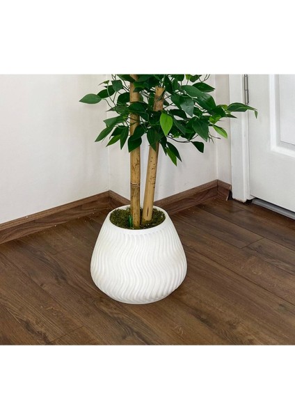 Yapay Benjamin Ağacı Bambu Gövdeli 140 cm Büyük Saksıda Yoğun Yapraklı